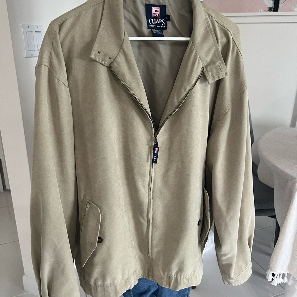 CHAPS RALPH LAUREN VINTAGE BOMBER JACKET / COAT MEN SZ LG Tan